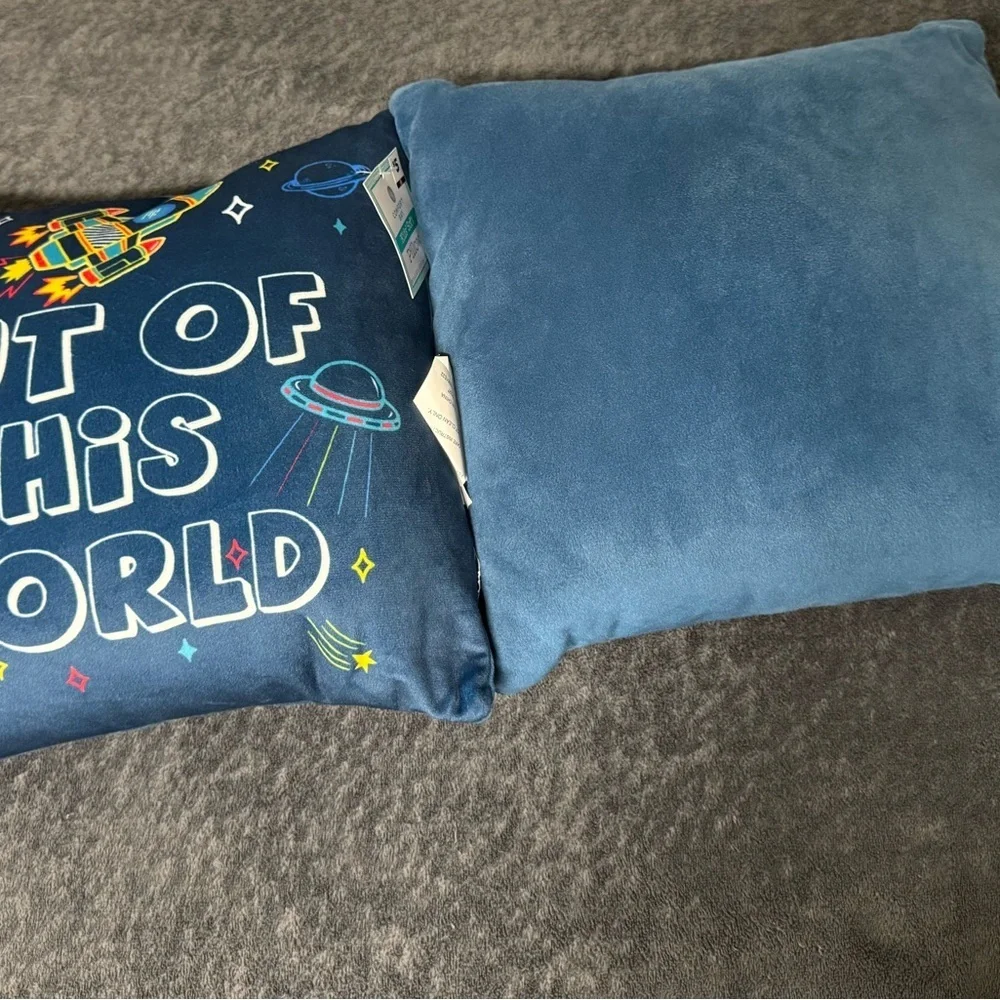 Comfort Bay Kids Space-Themed Pillow Set - Blue and Multicolor